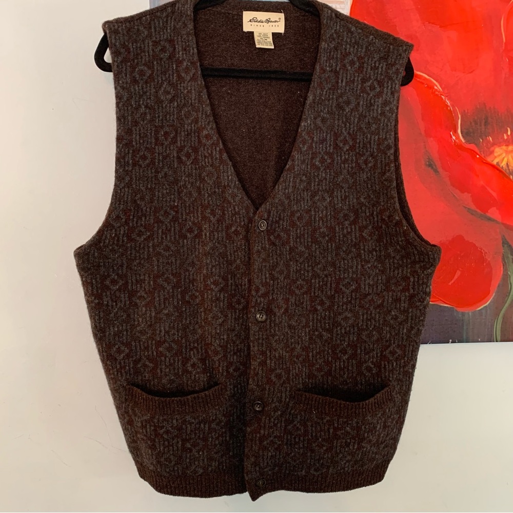 Vintage 80’s Eddie Bauer 100% Wool Vest Top Size M Medium